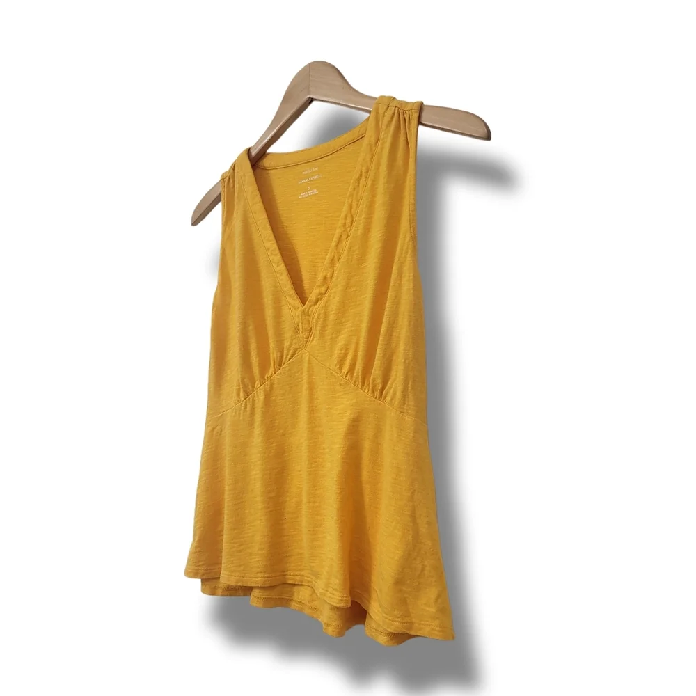 🌿Banana Republic Women's Small Yellow Sleeveless Summer Top🌞 - Picture 3 of 10
